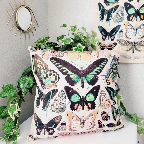 Accent Throw Pillowcase Botanical Butterflies Monarch Butterfly Cushion Cover - Picture 13 of 13